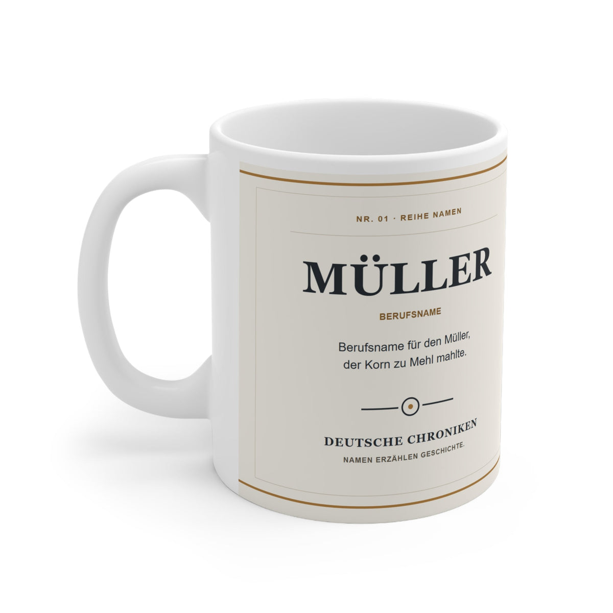 Namenstasse von Deutsche Chroniken – weiße Keramiktasse, 11 oz